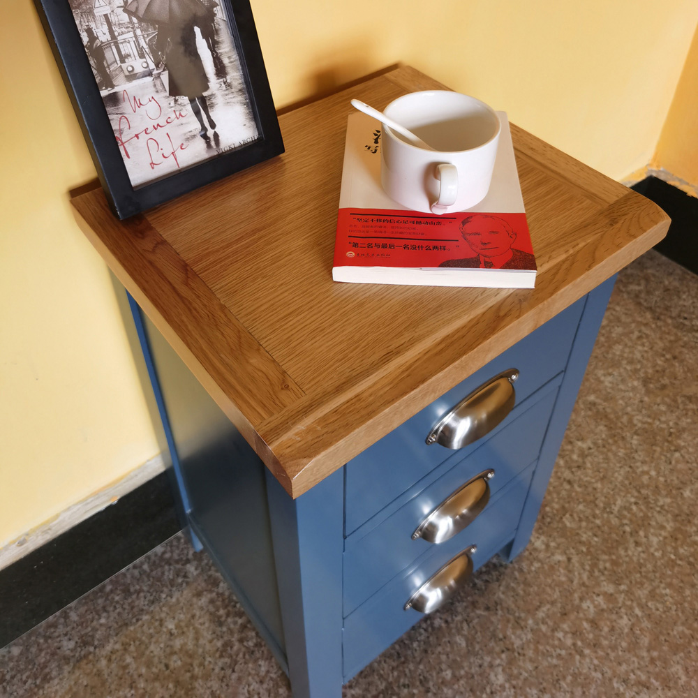 Furniture One 3 Drawer Blue Bedside Table Image 5