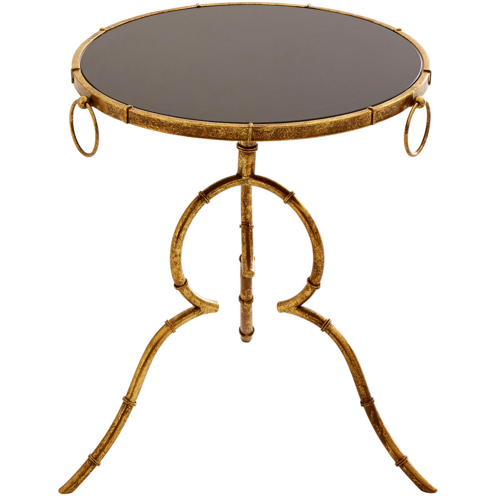 Premier Housewares Monroe Black and Gold Accent Table with Tempered Glass Top Image 2