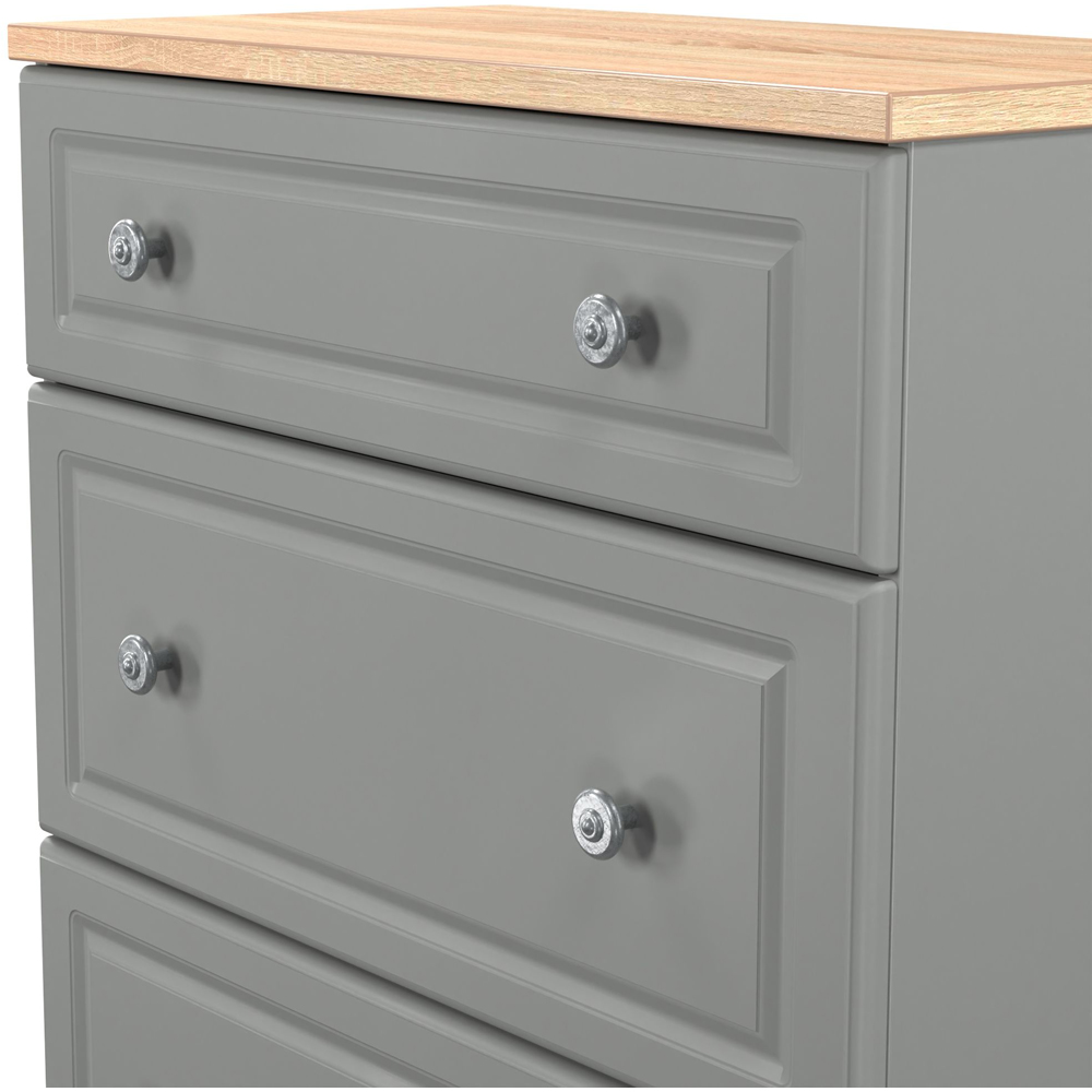 Crowndale Norfolk 3 Drawer Dusk Grey and Bardolino Oak Deep Chest of Drawers Ready Assembled Image 6