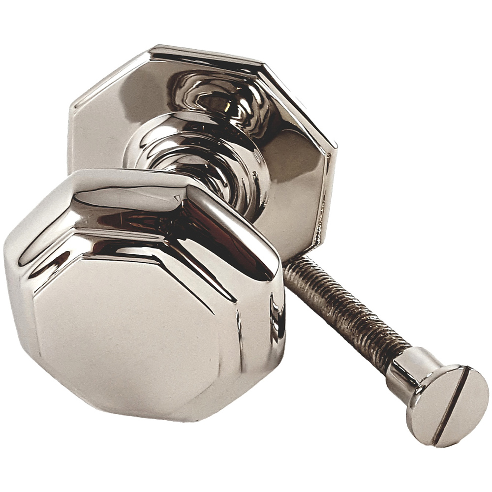 Spira Brass Polished Nickel Octagonal Centre Door Knob Image 4