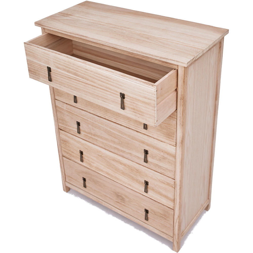 Portofino 5 Drawer Light Wood Chest of Drawers Image 5