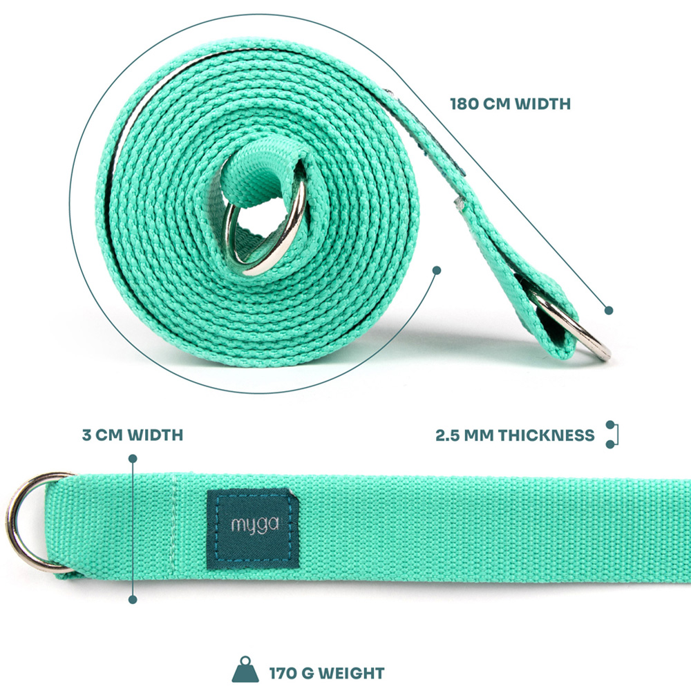 Myga Turquoise Cork Yoga Mat with 2 Cork Blocks and Strap Image 2