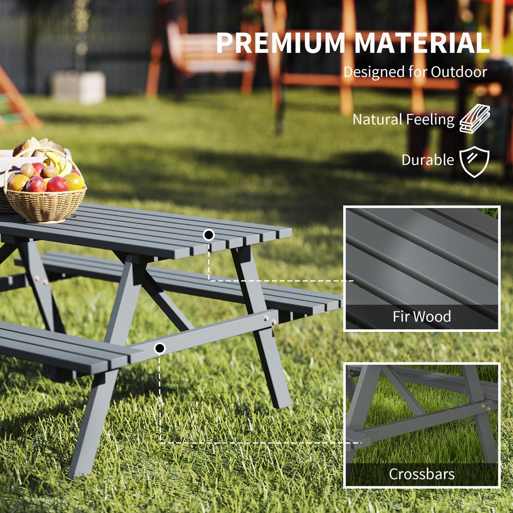 Outsunny 4 Seater Wooden Picnic Table Bench Image 5