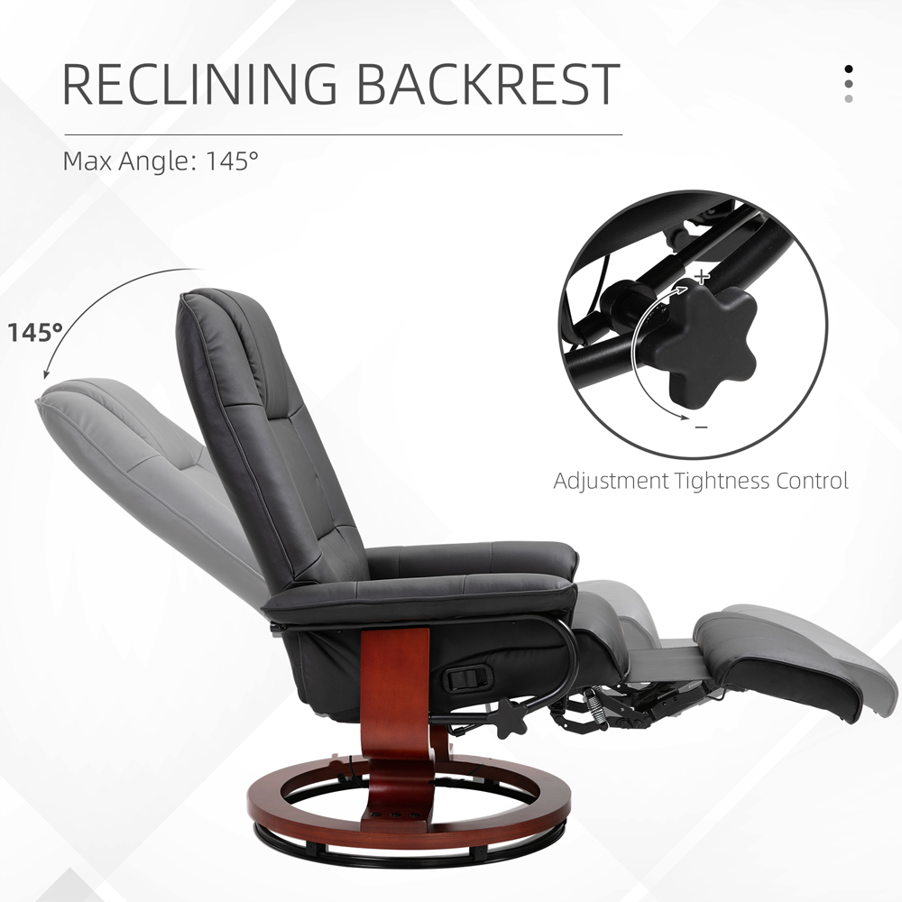HOMCOM Black Manual Recliner Swivel Reclining Chair Image 8