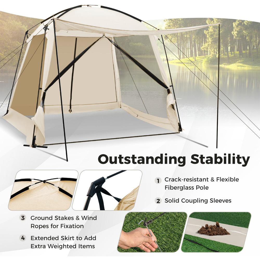 Costway Beige Screened Canopy Tent 3 x 3m Image 7