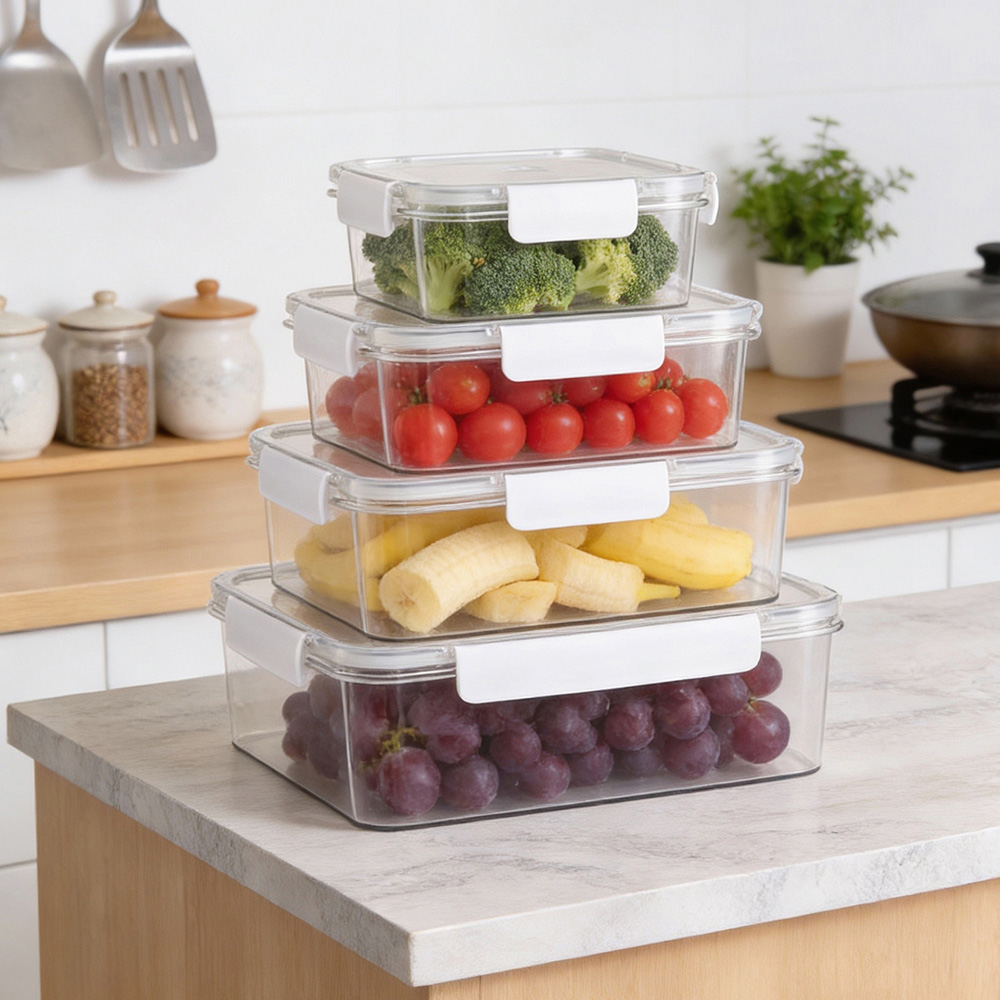 Living and Home 4-Piece Rectangular Food Storage Container Set Image 7