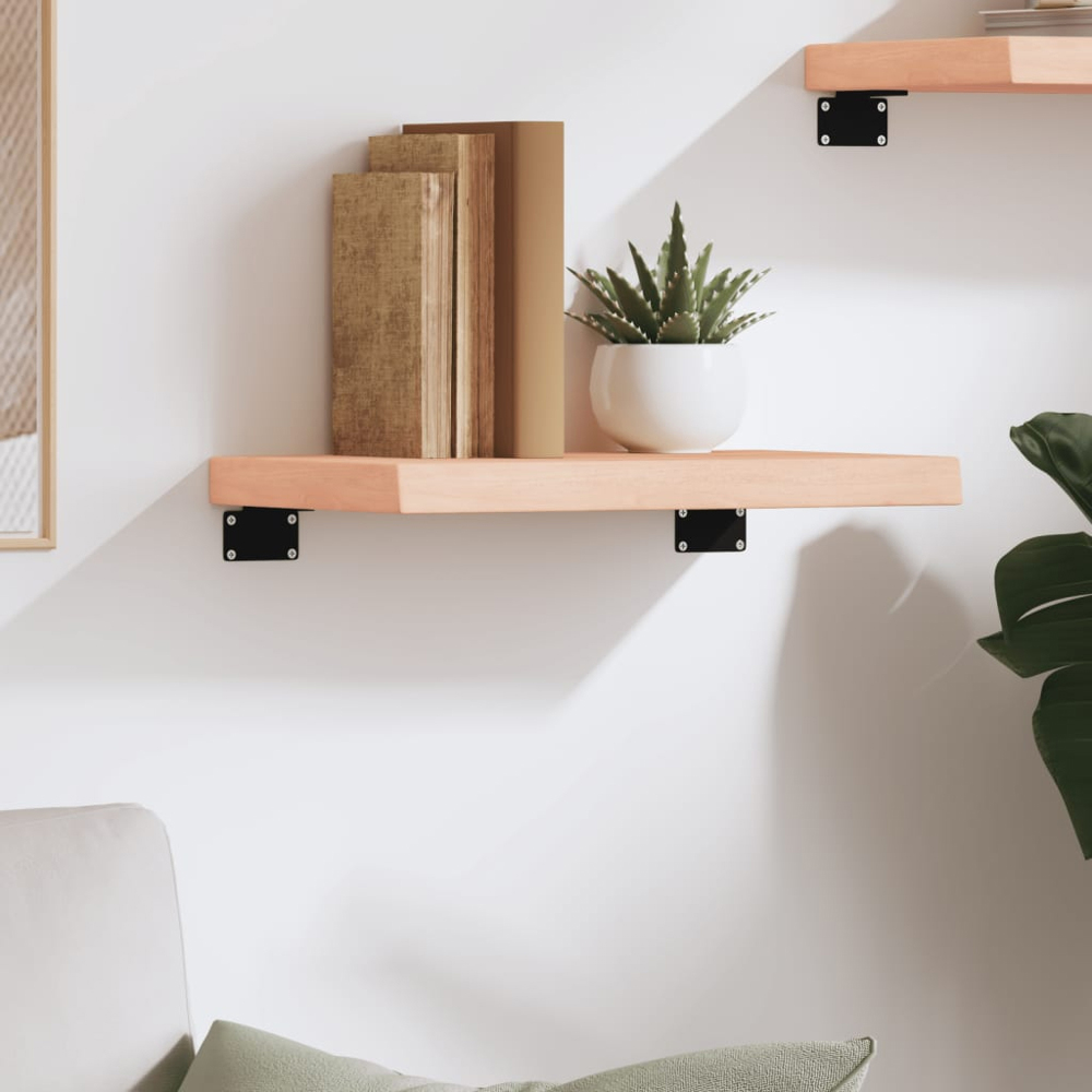vidaXL 20 x 40cm Natural Oak Wood Wall Shelf Image 2