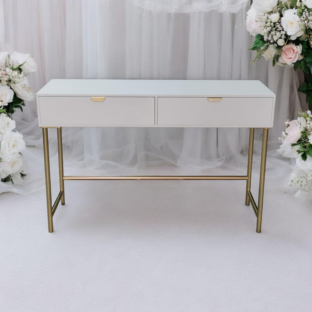 Acacia Home 2 Drawer White Wooden Side Table Image 3