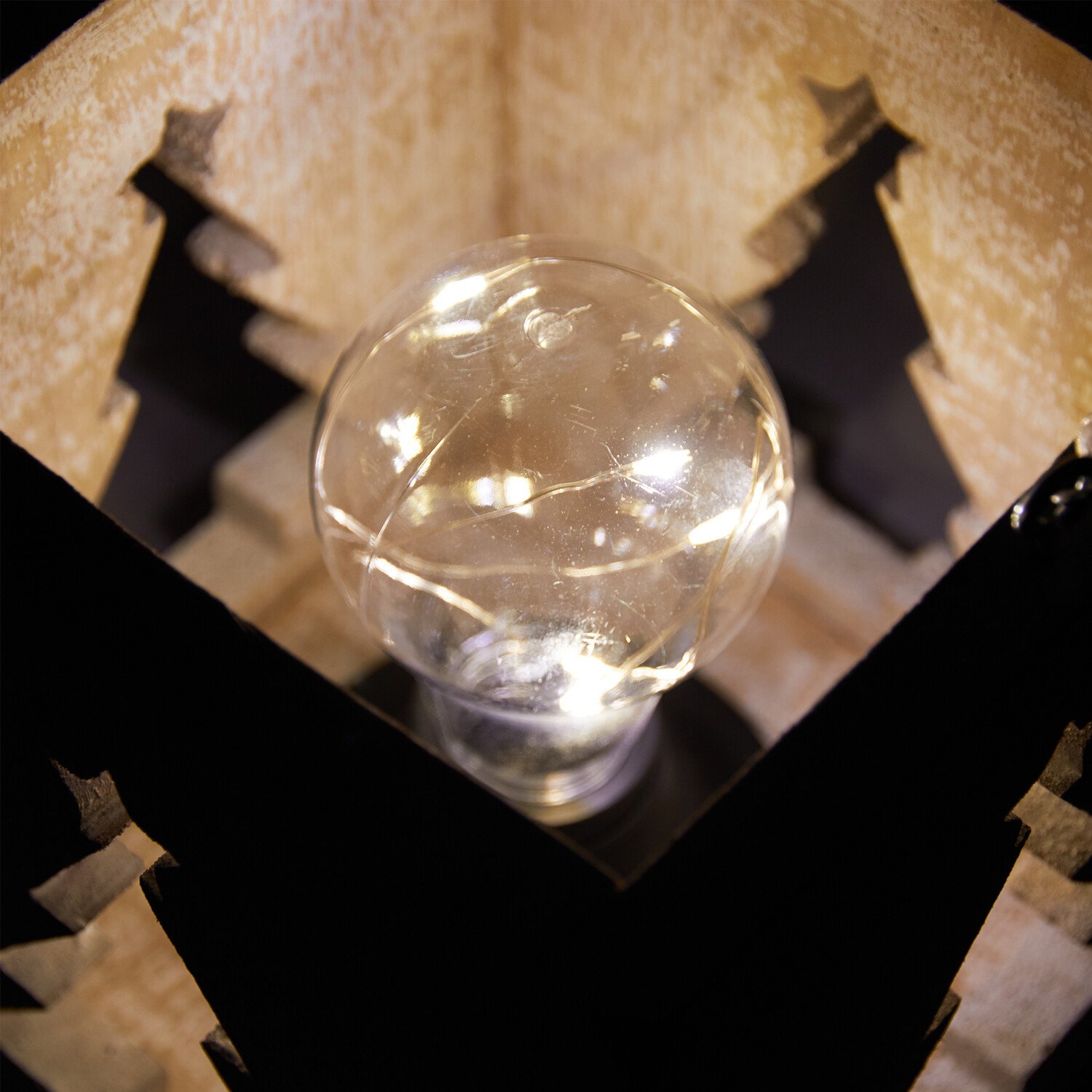 Wooden Christmas Tree Lantern - White Image 3