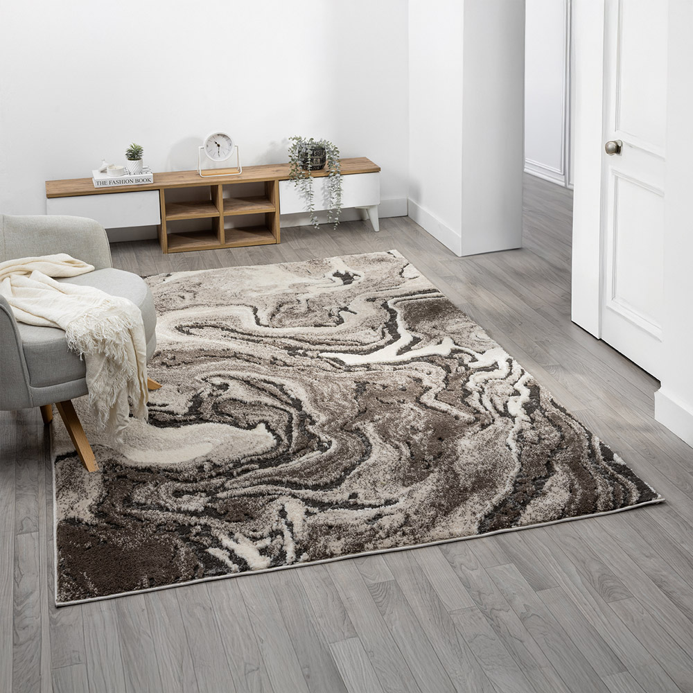 Desire Rugs Eleanor Mocha Marble Embossed Rug 80 x 150cm Image 2