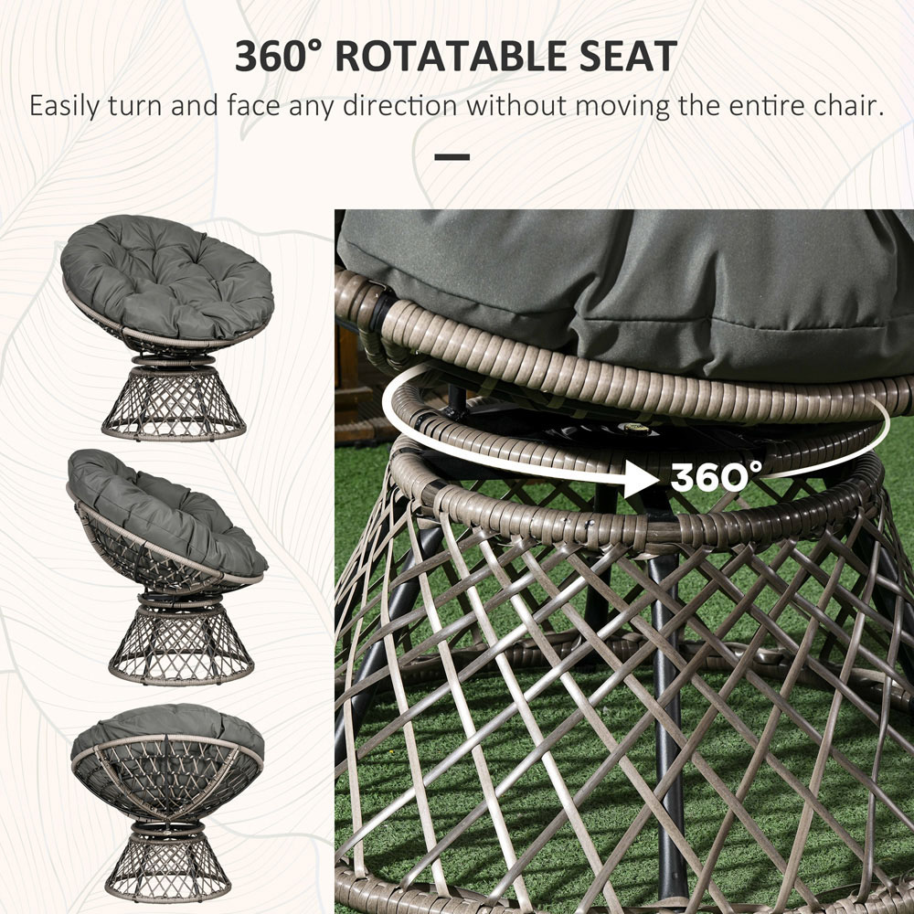 Outsunny 2 Seater Grey PE Rattan Bistro Set Image 5