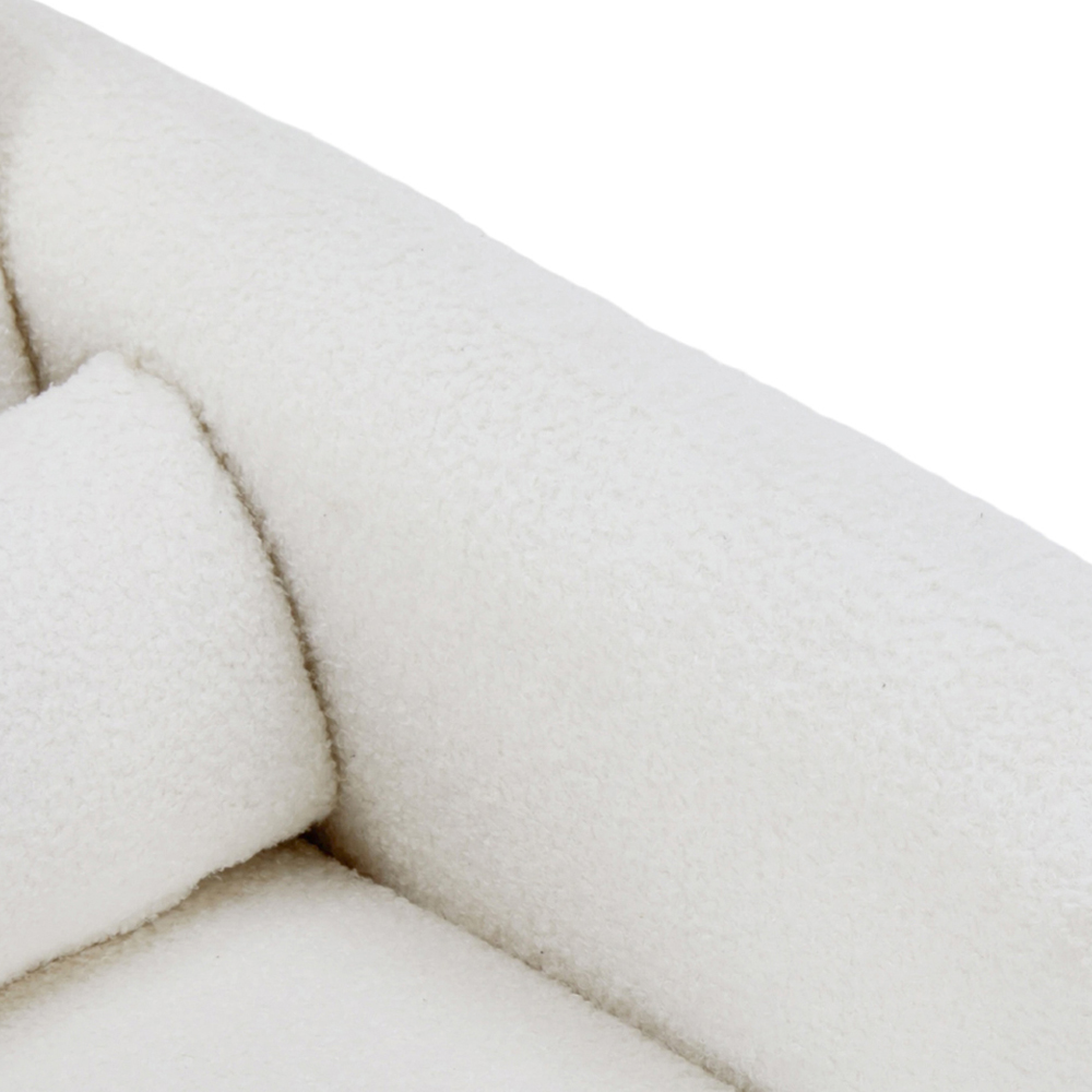 Living and Home White Teddy Fleece Upholstered Accent Chair with Lumbar Pillow Image 4