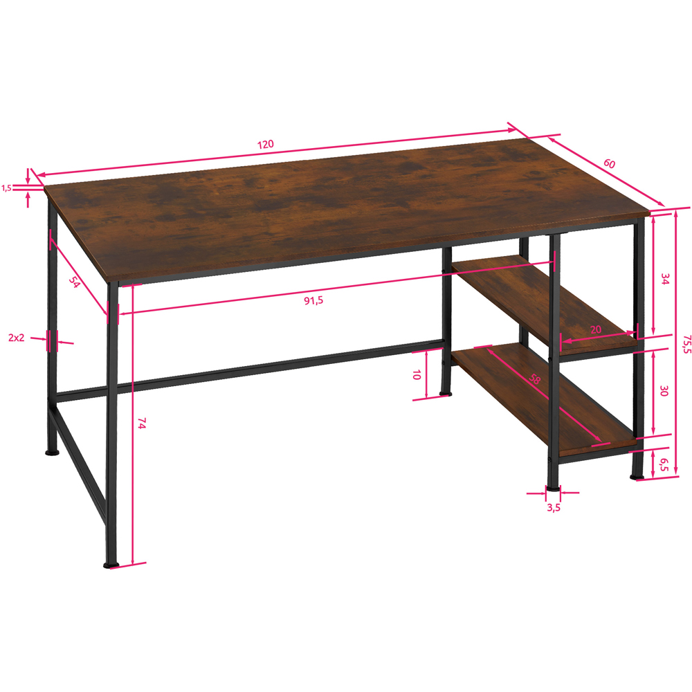 tectake Canton 2 Compartment Dark Wood Desk Image 9