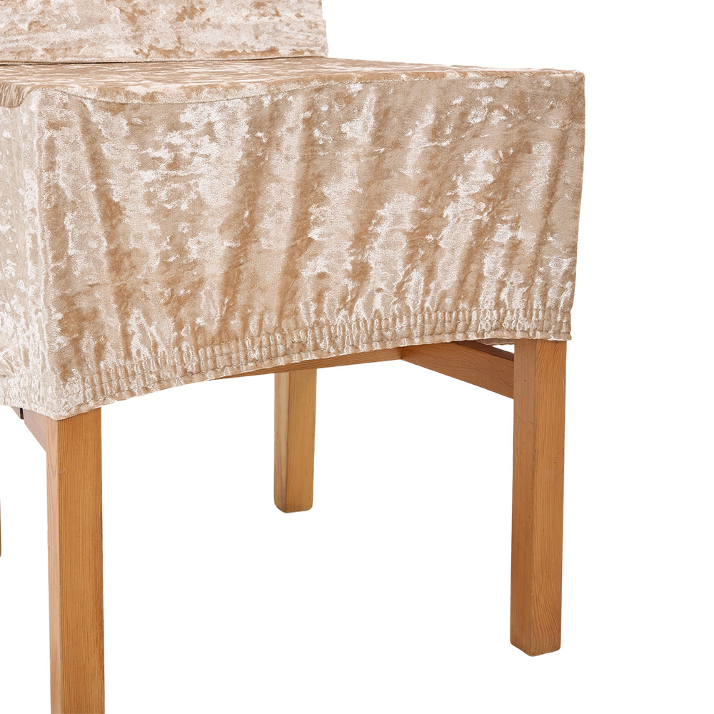 Living and Home Champagne Dining Chair Cover with Elastic Band Set of 2 Image 3