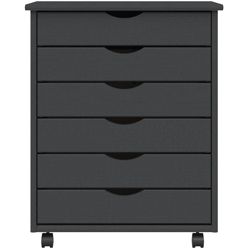 vidaXL Moss 6 Drawer Grey Solid Wood Pine Rolling Cabinet Image 4