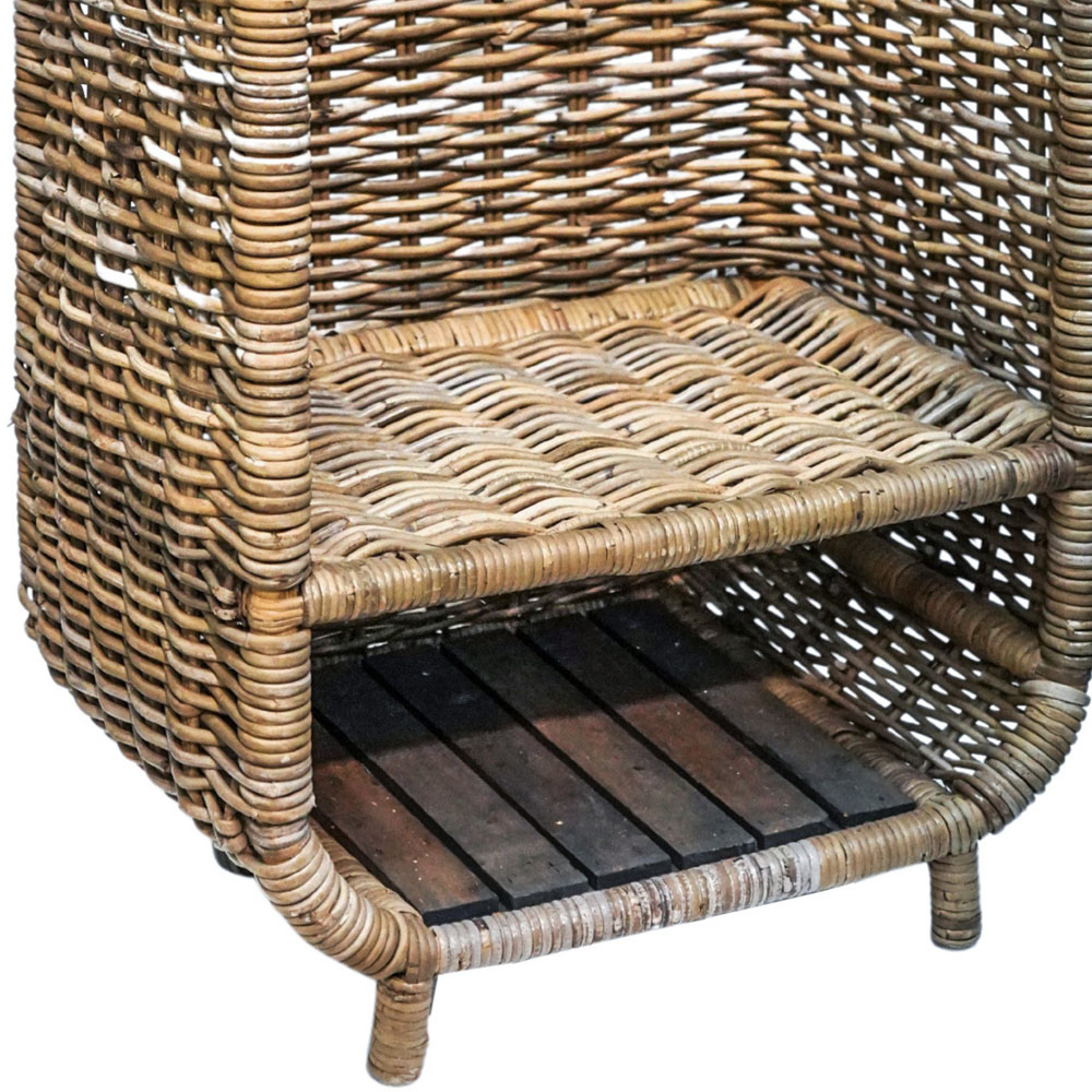 Ivyline Natural Rattan Rustic Log Trolley with Kindling Shelf Image 4