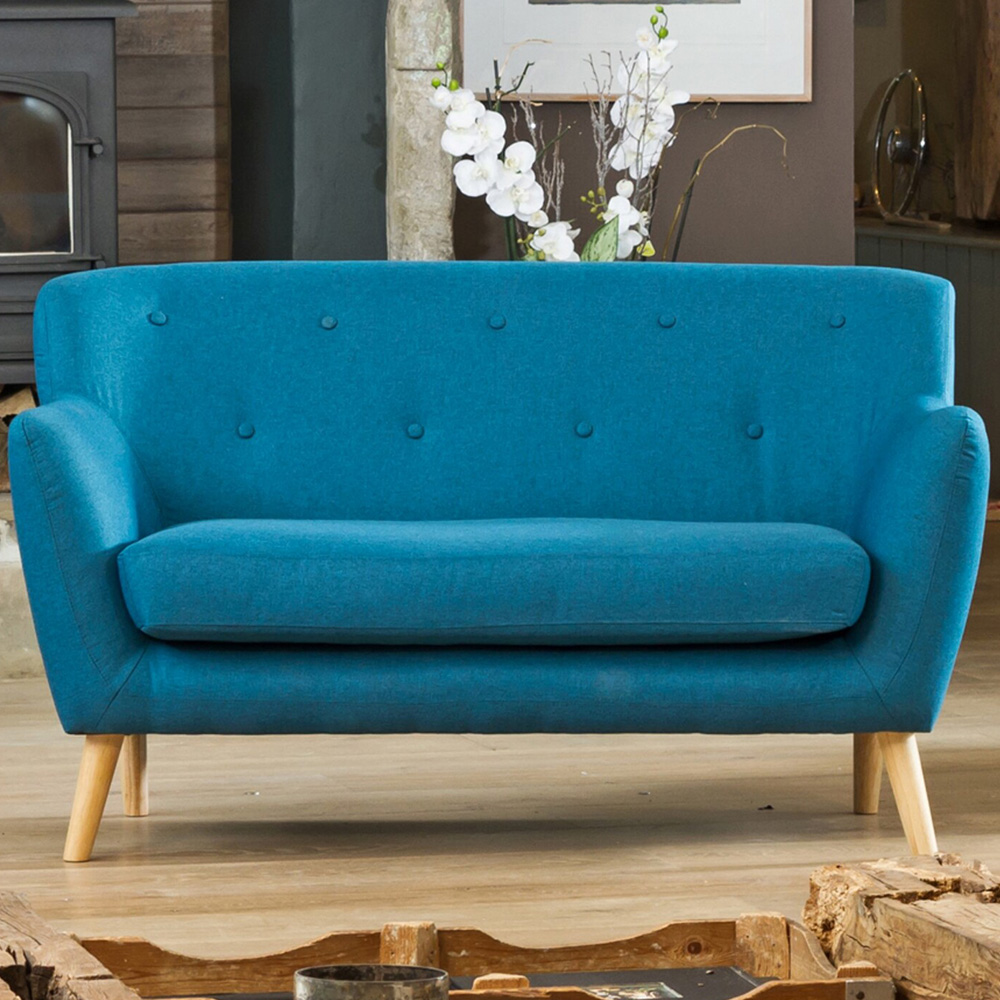 Lynwood 2 Seater Teal Fabric Sofa Image 1