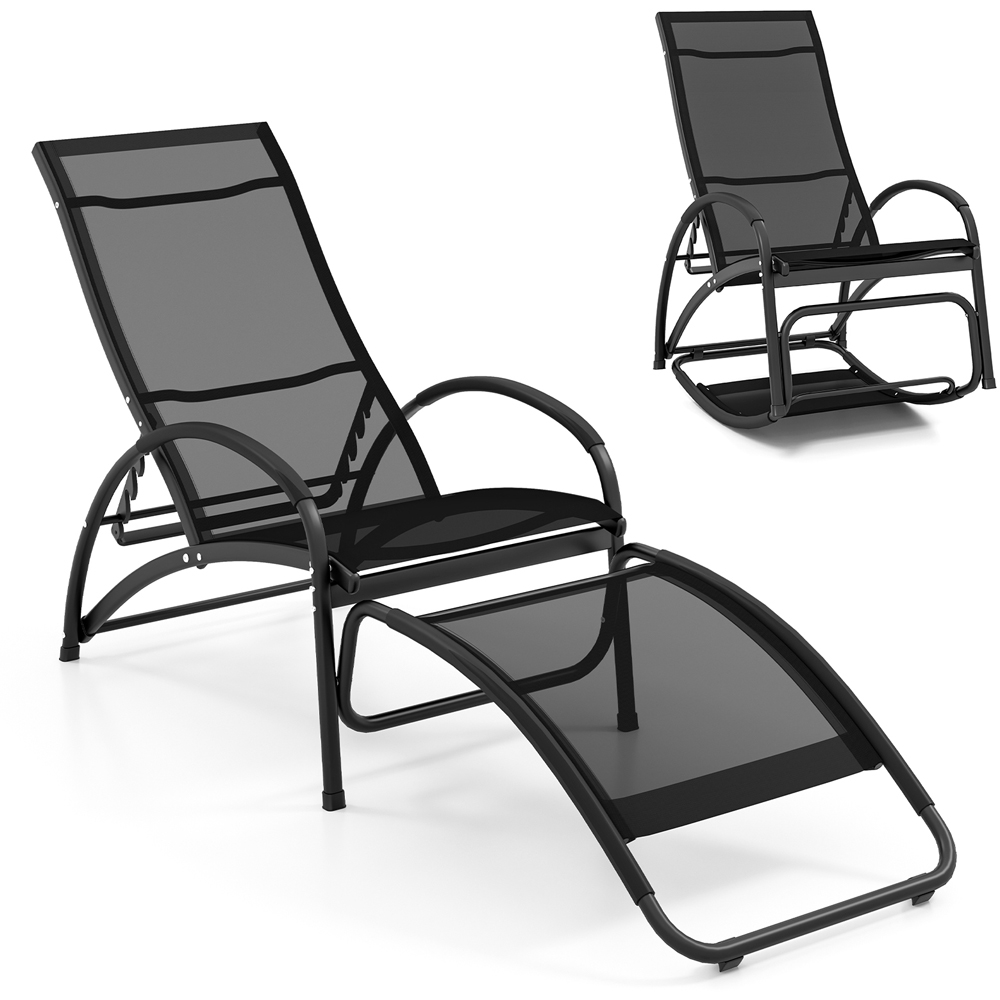 Costway Black 2 in 1 Rocking Outdoor Lounge Chair Image 2