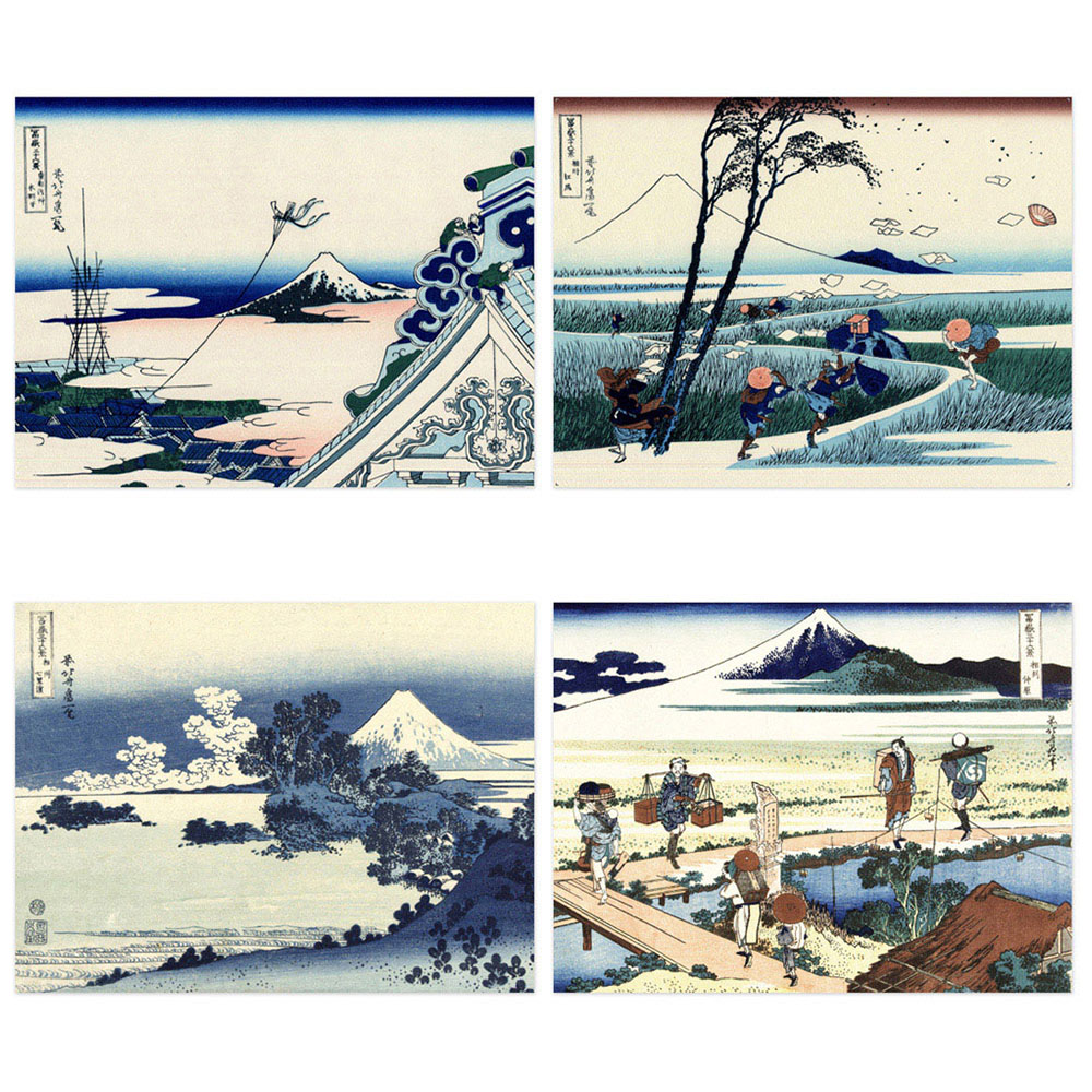 Artery8 Hokusai 36 Views Mount Fuji Temple Wall Art Print 30 x 41cm 9 Pack Image 3