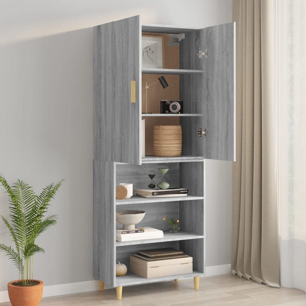 vidaXL 2 Door Grey Sonoma Wall Mounted Cabinet Image 9