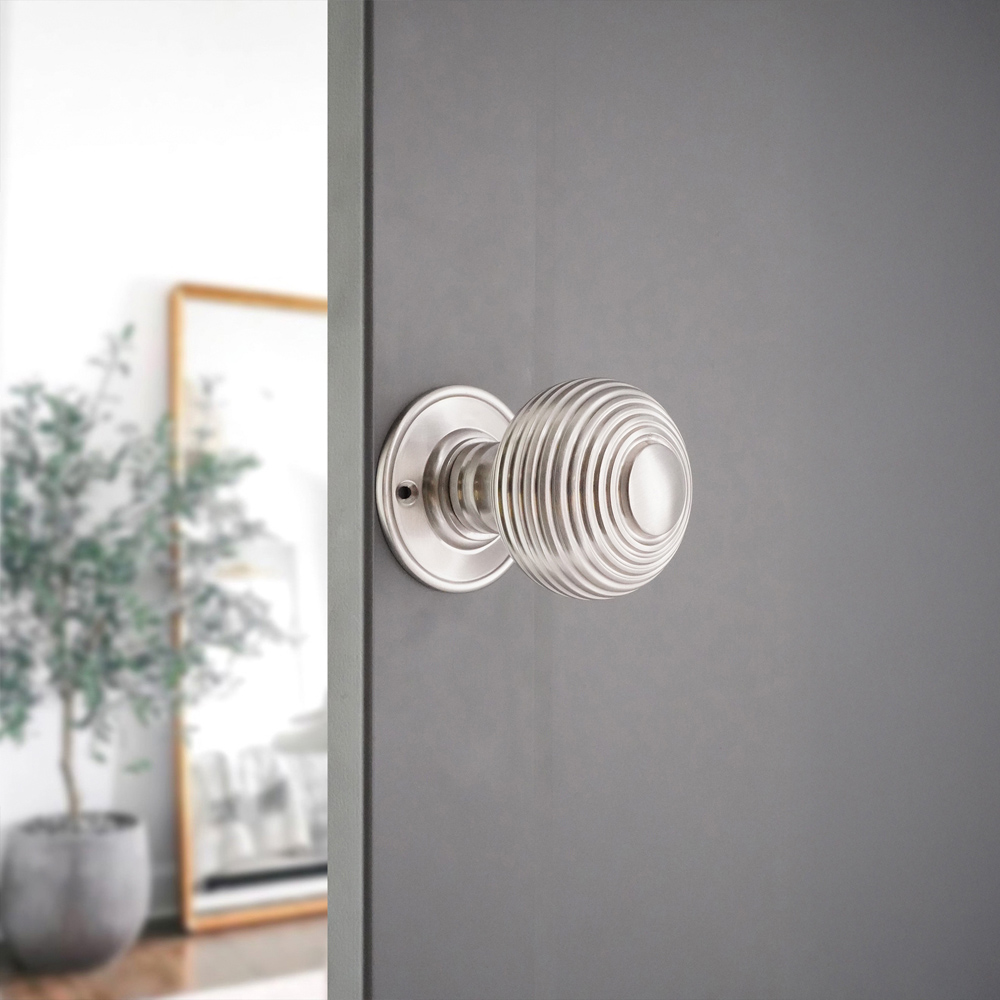 Spira Brass Satin Nickel Beehive Large 60mm Mortice Door Knob 2 Pack Image 2