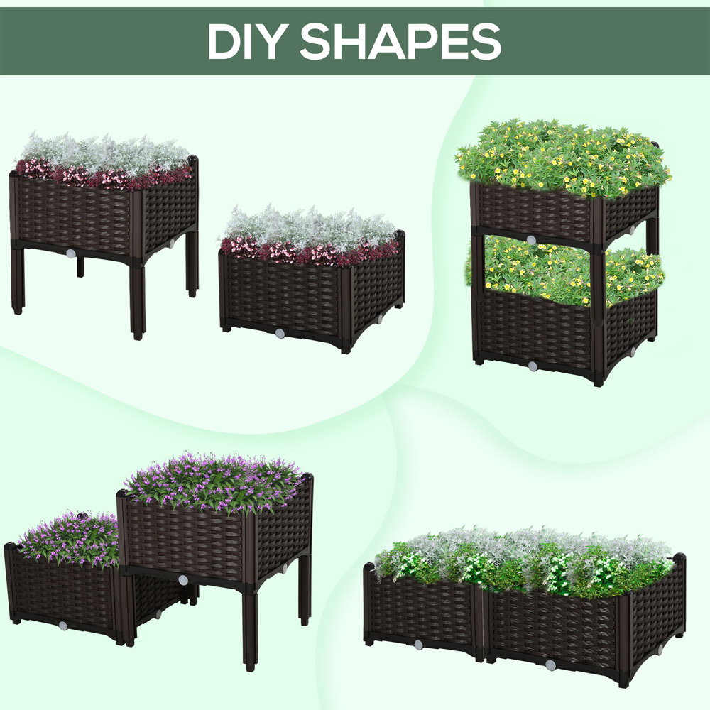 Outsunny Brown Raised Garden Bed Planter 2 Pack Image 7