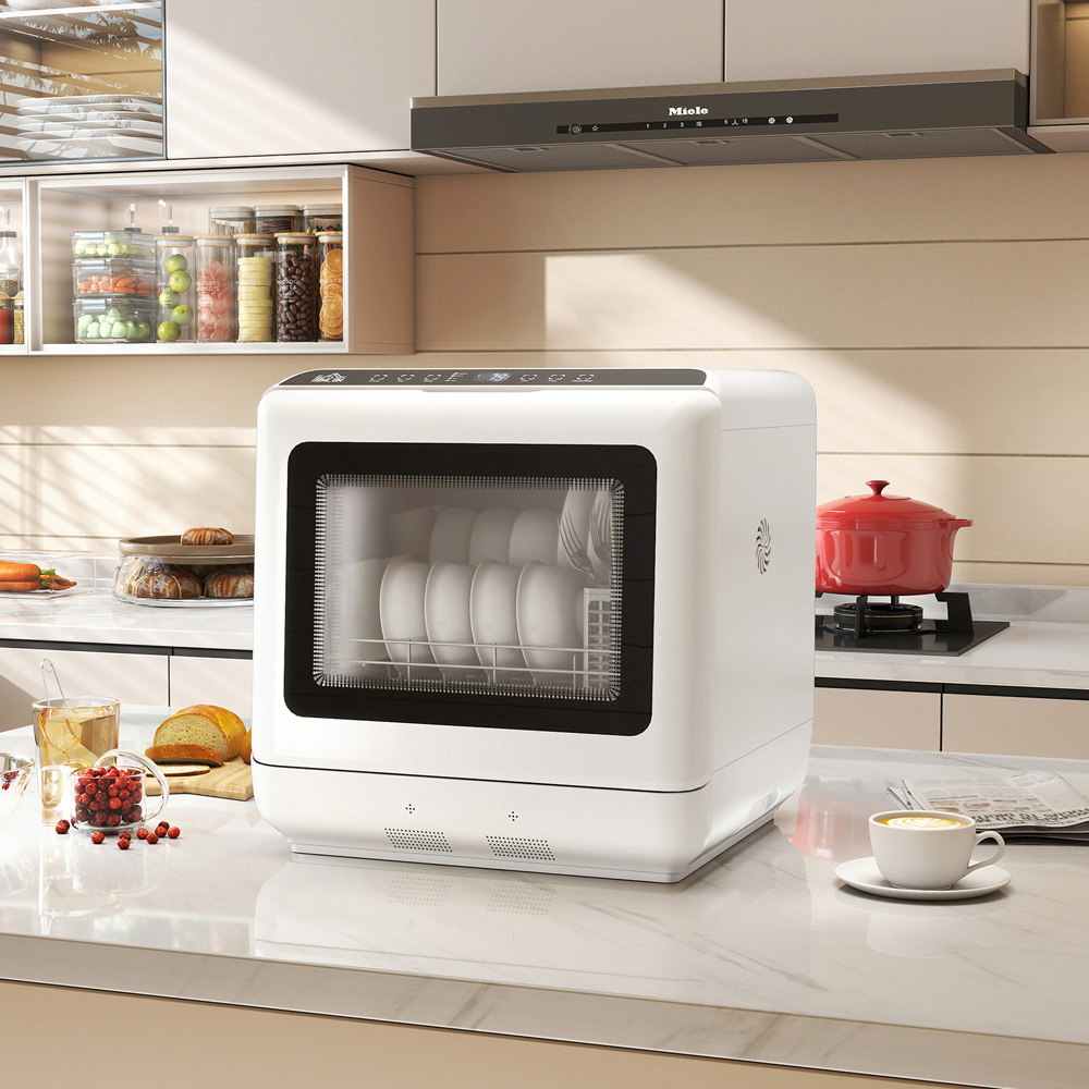 HOMCOM White Compact Countertop Dishwasher with Dual Water Supply Image 2