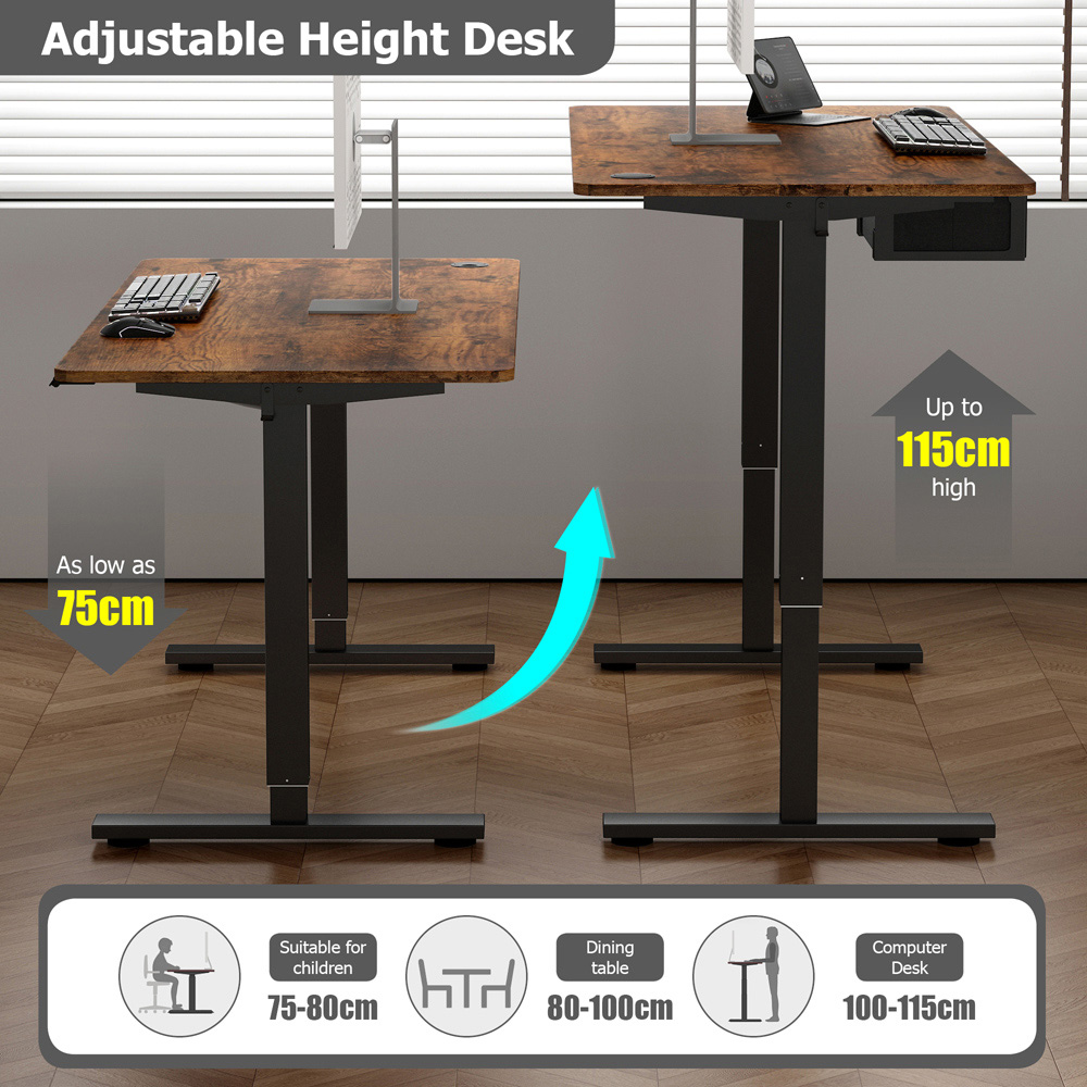 Easton Height Adjustable Electric Computer Desk Black Image 6