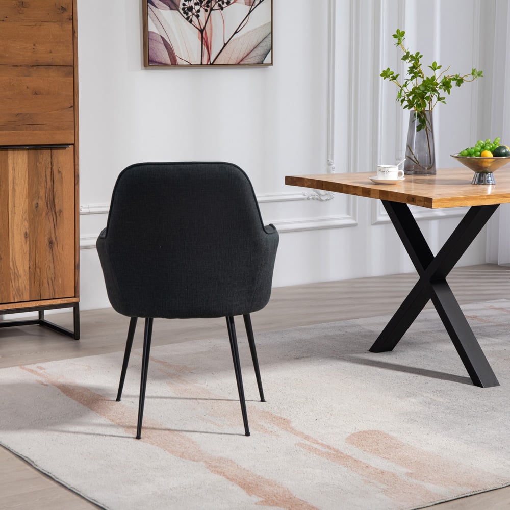 Artemis Home Carrara Set of 2 Black Fabric Dining Chairs Image 5