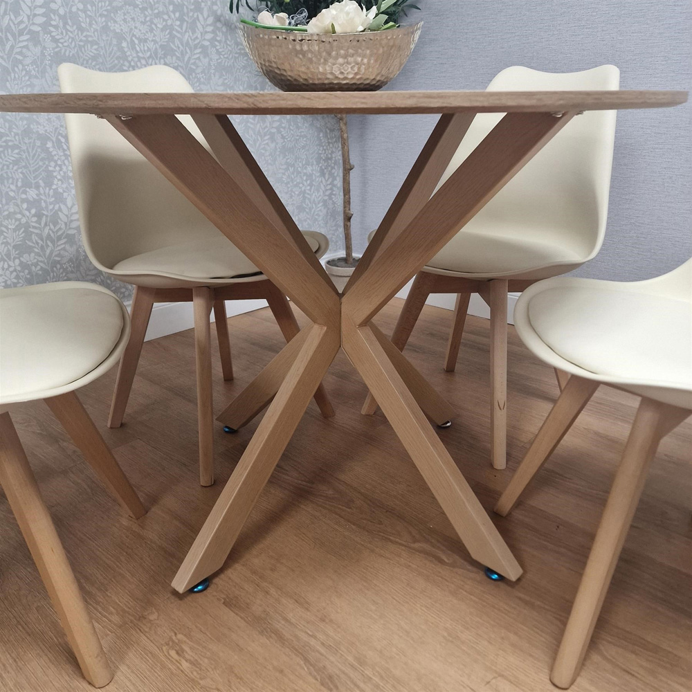 Kosy Koala 4 Seater Wood Effect Round Dining Set Cream Image 3