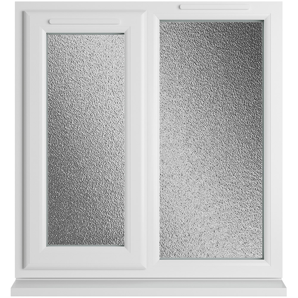 Crystal uPVC Double Glazed Window LH Side Hung Next to a Fixed White Obscure Glass 905x965mm Image 1