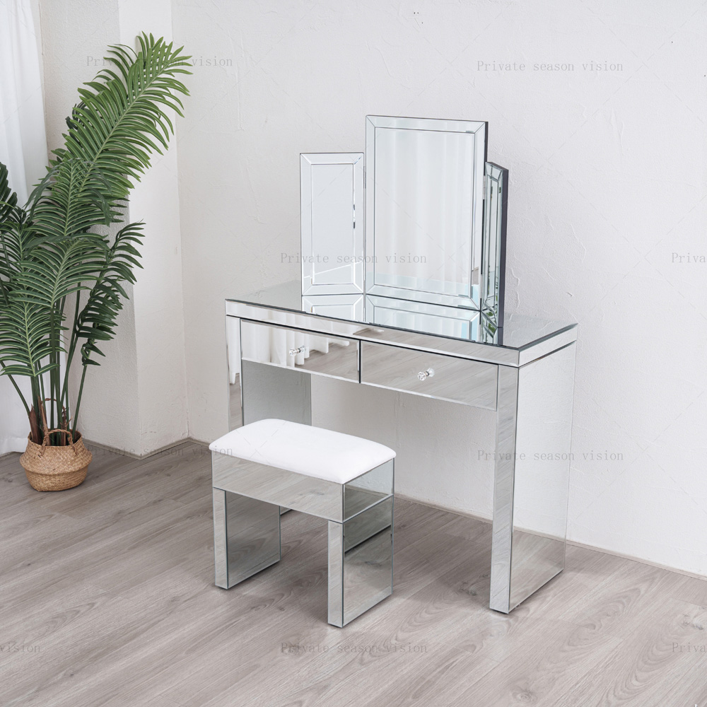 Comfy Living 2 Drawer Dressing Table Set with Mirror Image 5
