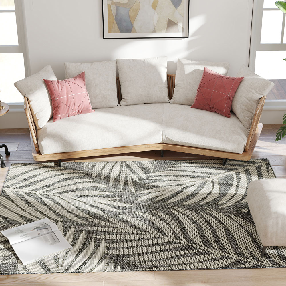 HOMCOM Grey Leaf Pattern Allergy Friendly Rug 230 x 160cm Image 3