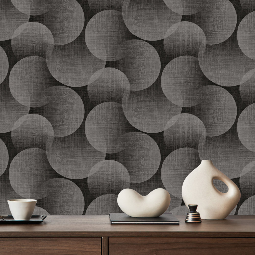 Belgravia Decor Zambaiti Parati Marrakech Large Orb Dark Grey Wallpaper Image 2