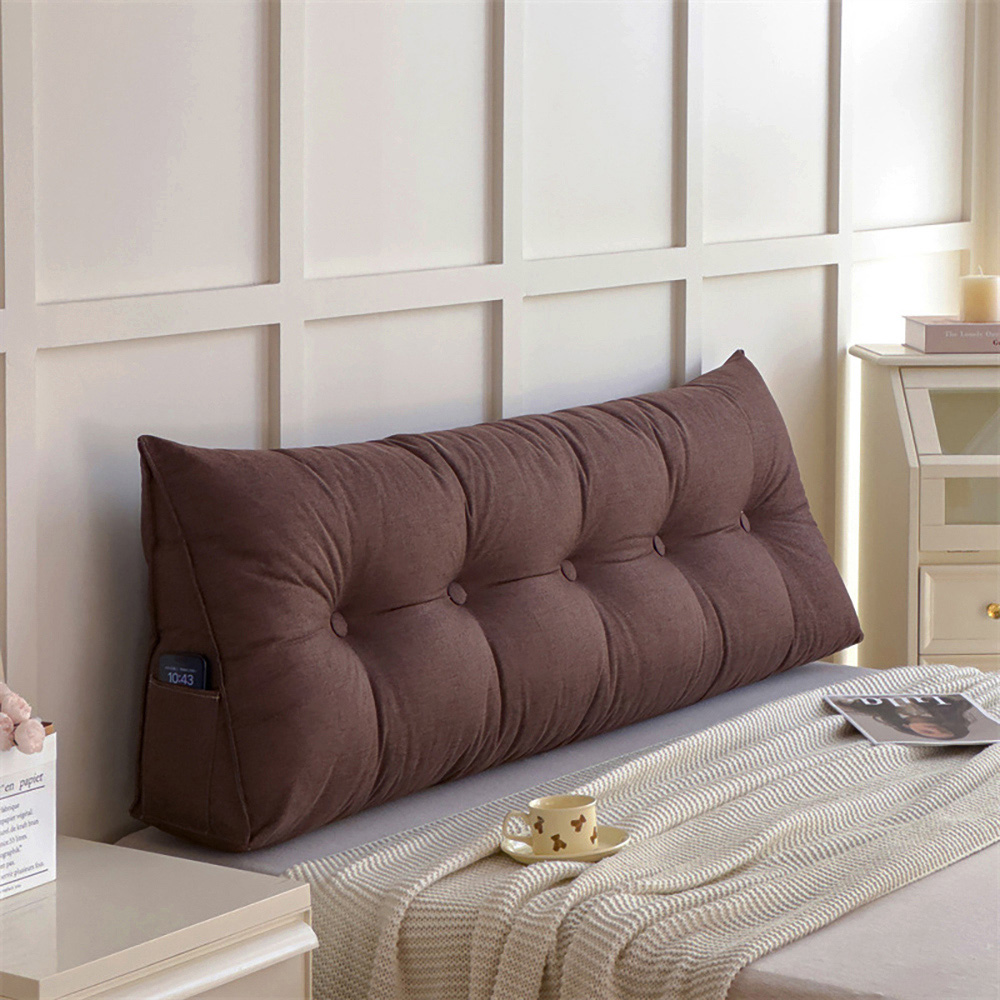 Living and Home Brown Washable Wedge Headboard Pillow with Side Pocket 50 x 150cm Image 7