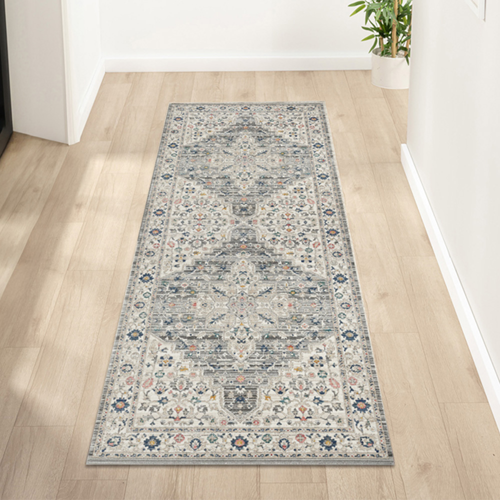 Portland Urco Clara Nuevo Grey Textured Runner Rug 66 x 200cm Image 1