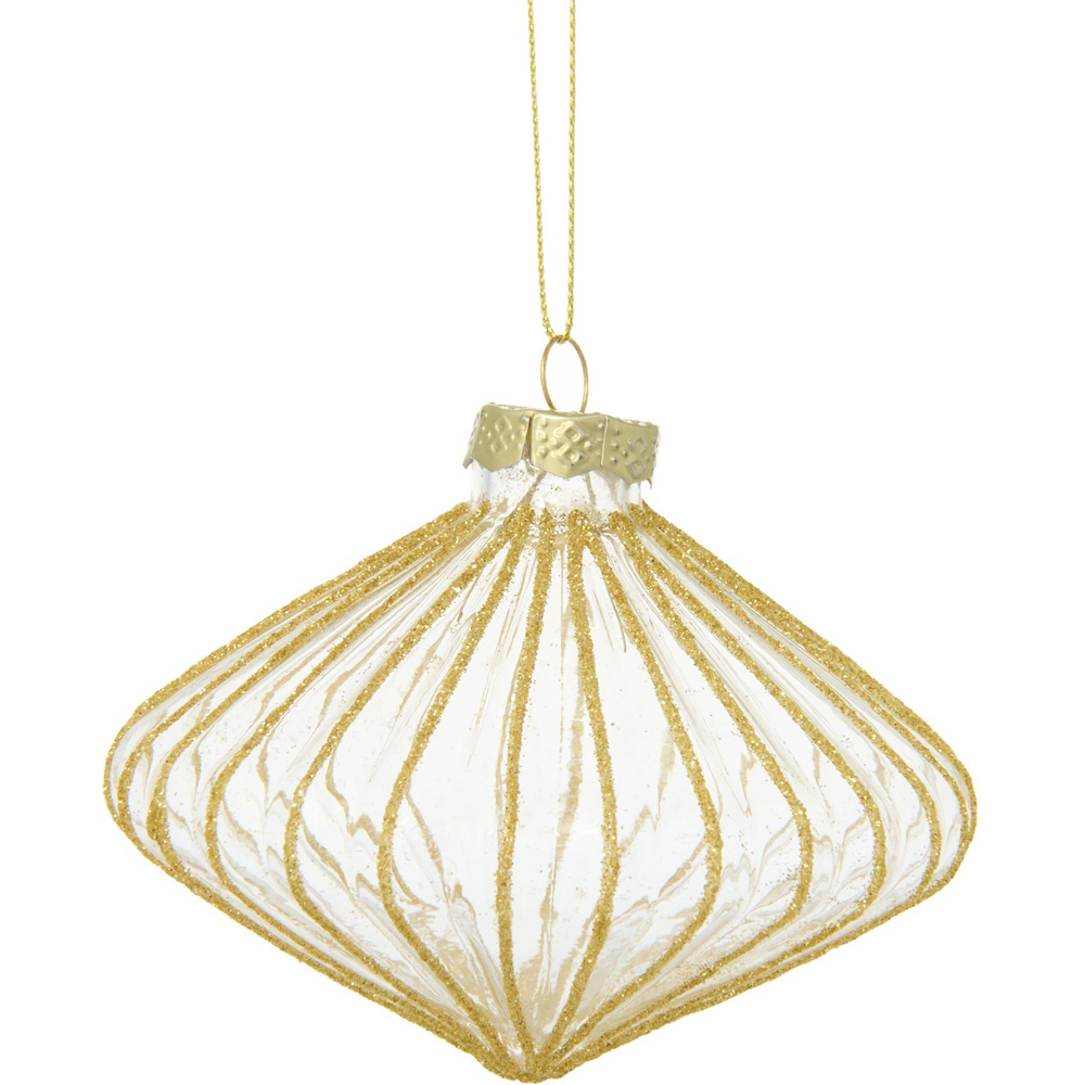 Glitter Ridged Diamond Bauble Image 1