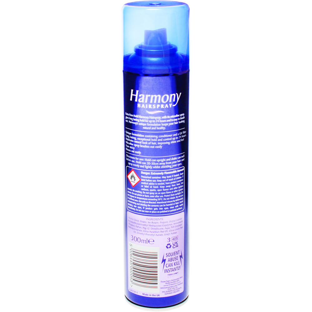 Harmony Blue 300ml Hairspray Extra Firm Image 2
