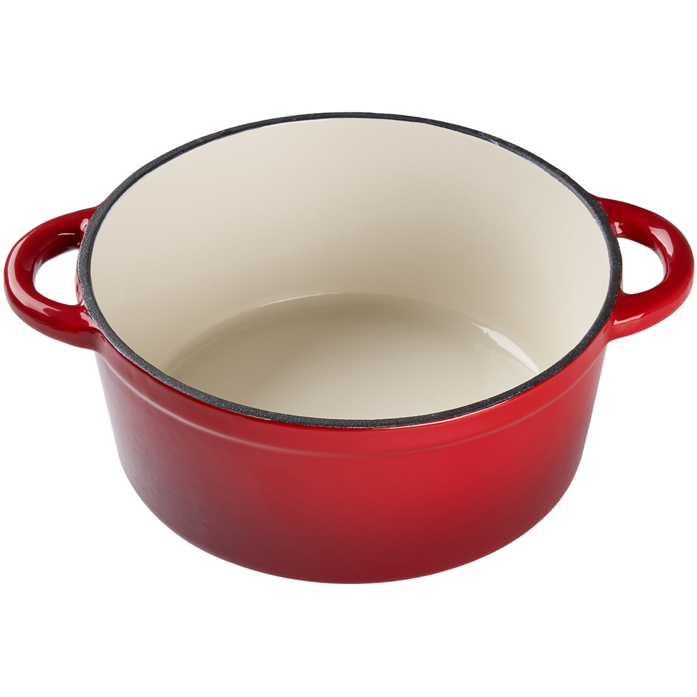 Living and Home 5L Red Cast Iron Enamel Dutch Oven with Lid Image 3