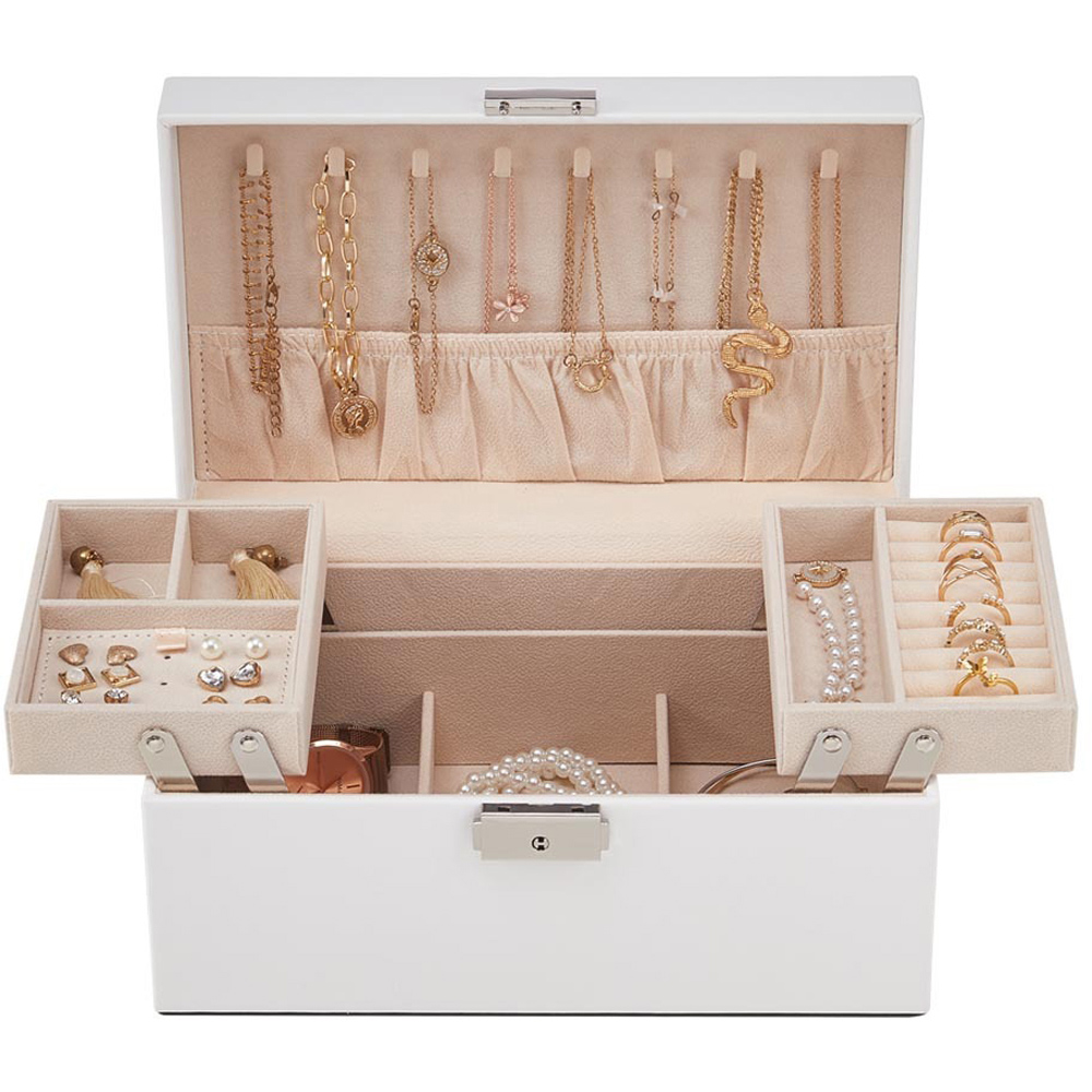 H&O Direct White PU Leather Portable Makeup Box Image 3