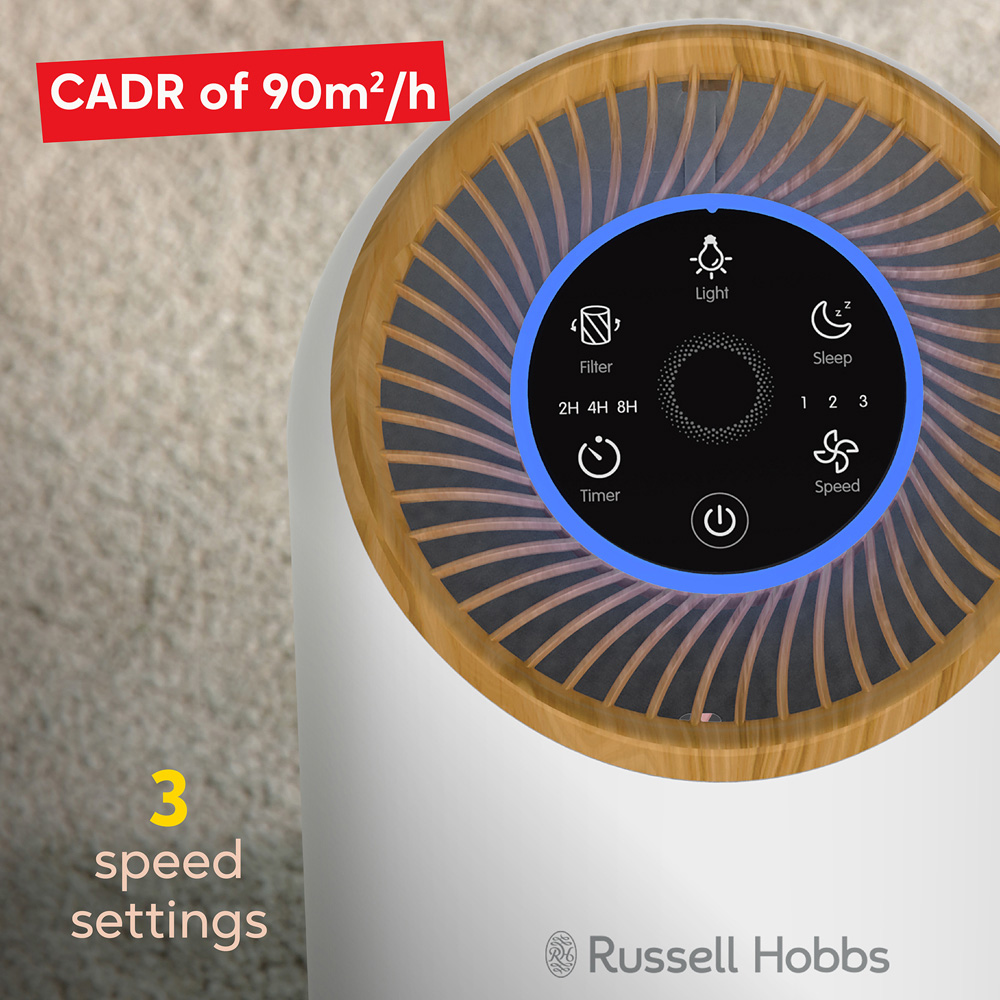 Russell Hobbs Wood and White Clean Air Compact 2 Air Purifier Image 4