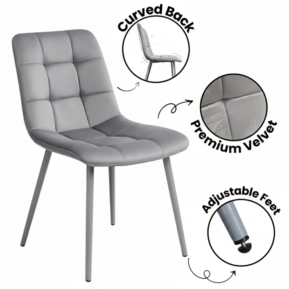 Kosy Koala 4 Seater Dining Set with Bench Oak Effect and Grey Velvet Image 6