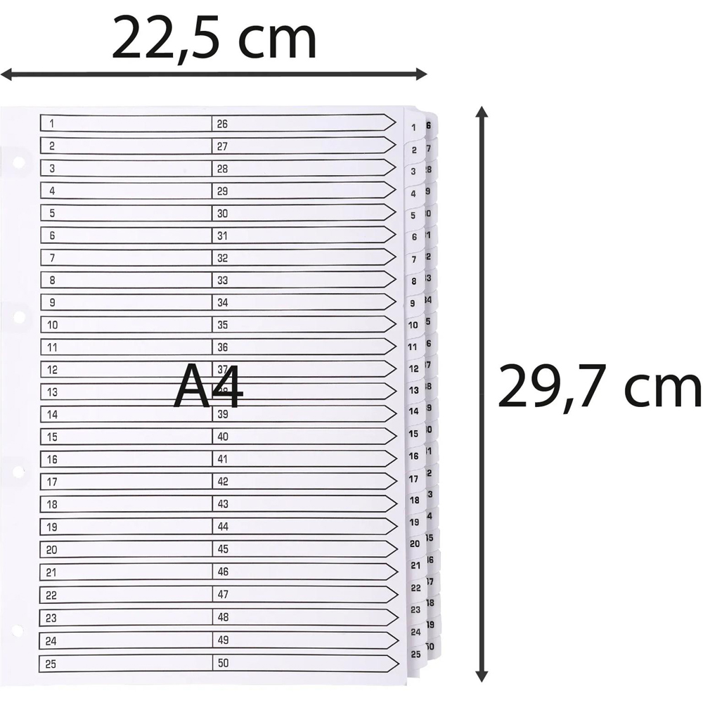 Exacompta A4 White Mylar 1-50 Divider 4 Pack Image 3