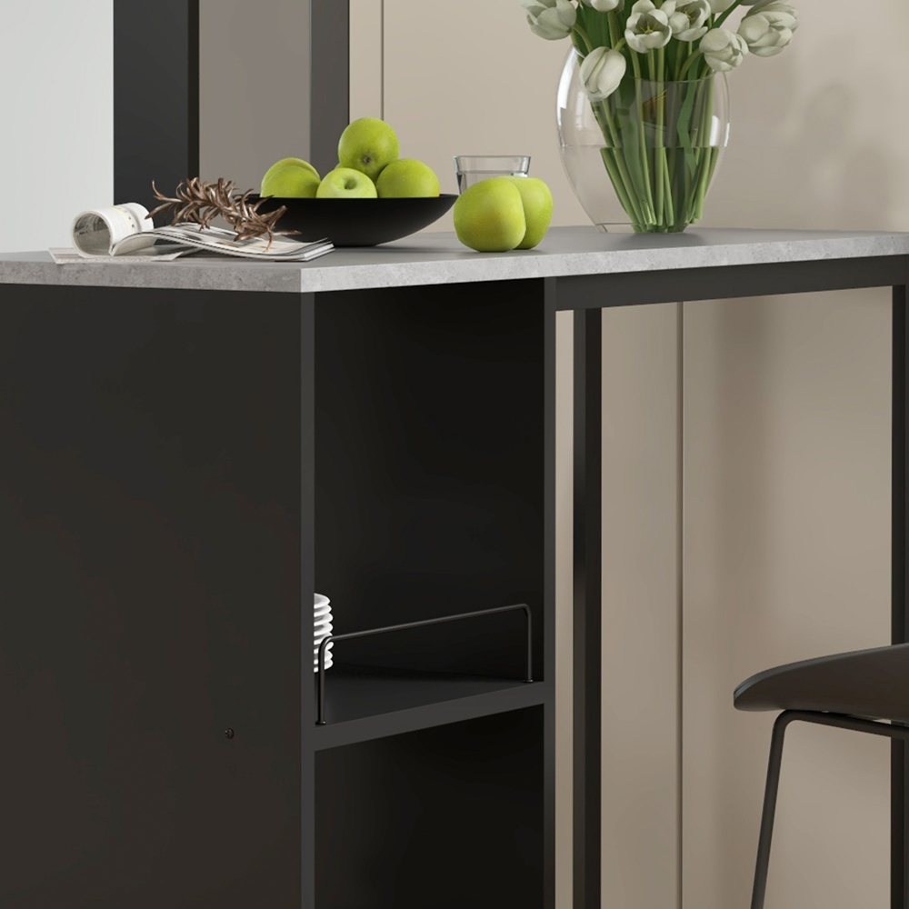 HOMCOM 3-Tier Black Breakfast Bar Table with Wine Rack Image 2