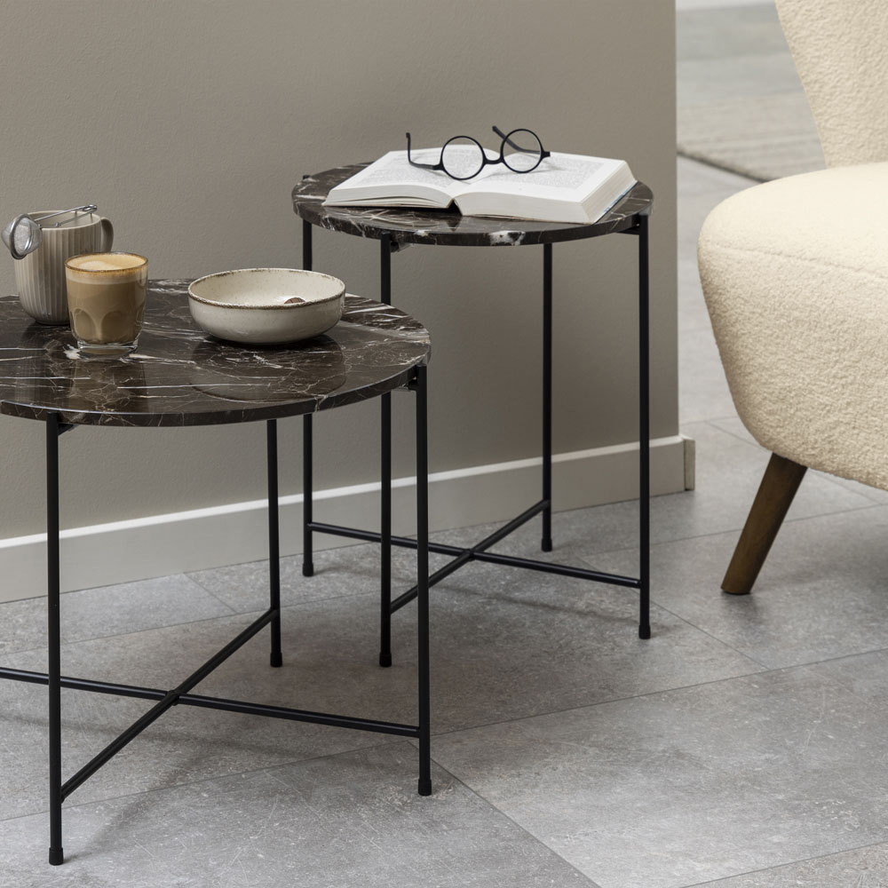 Florence Avila Brown Marble Top Side Table Image 7