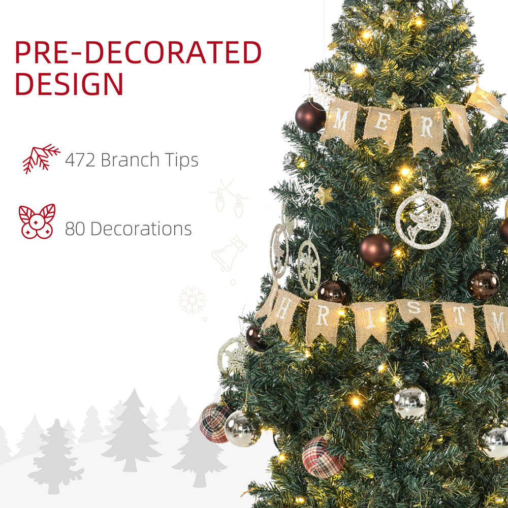 Everglow Warm White LED Pre-Lit Artificial Christmas Trees with Decoration Banner Tag 5ft Image 6