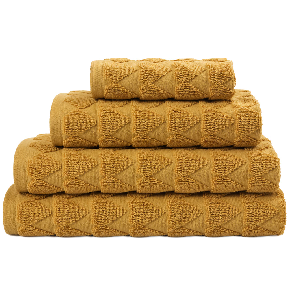 Bellissimo Home Cotton Ochre Teardrop Jacquard Heavyweight Hand Towel 2 Pack Image 1