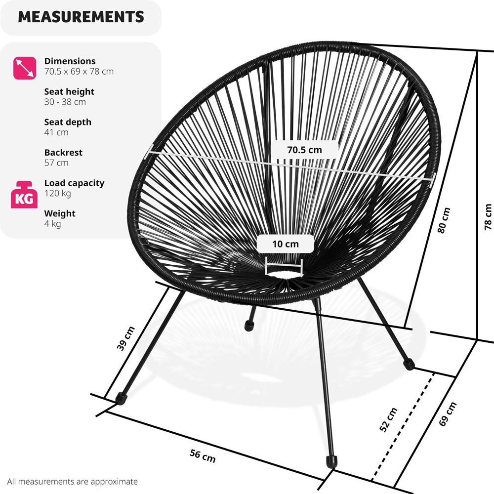 tectake Retro 2 Piece Black Garden Chair Set Image 8