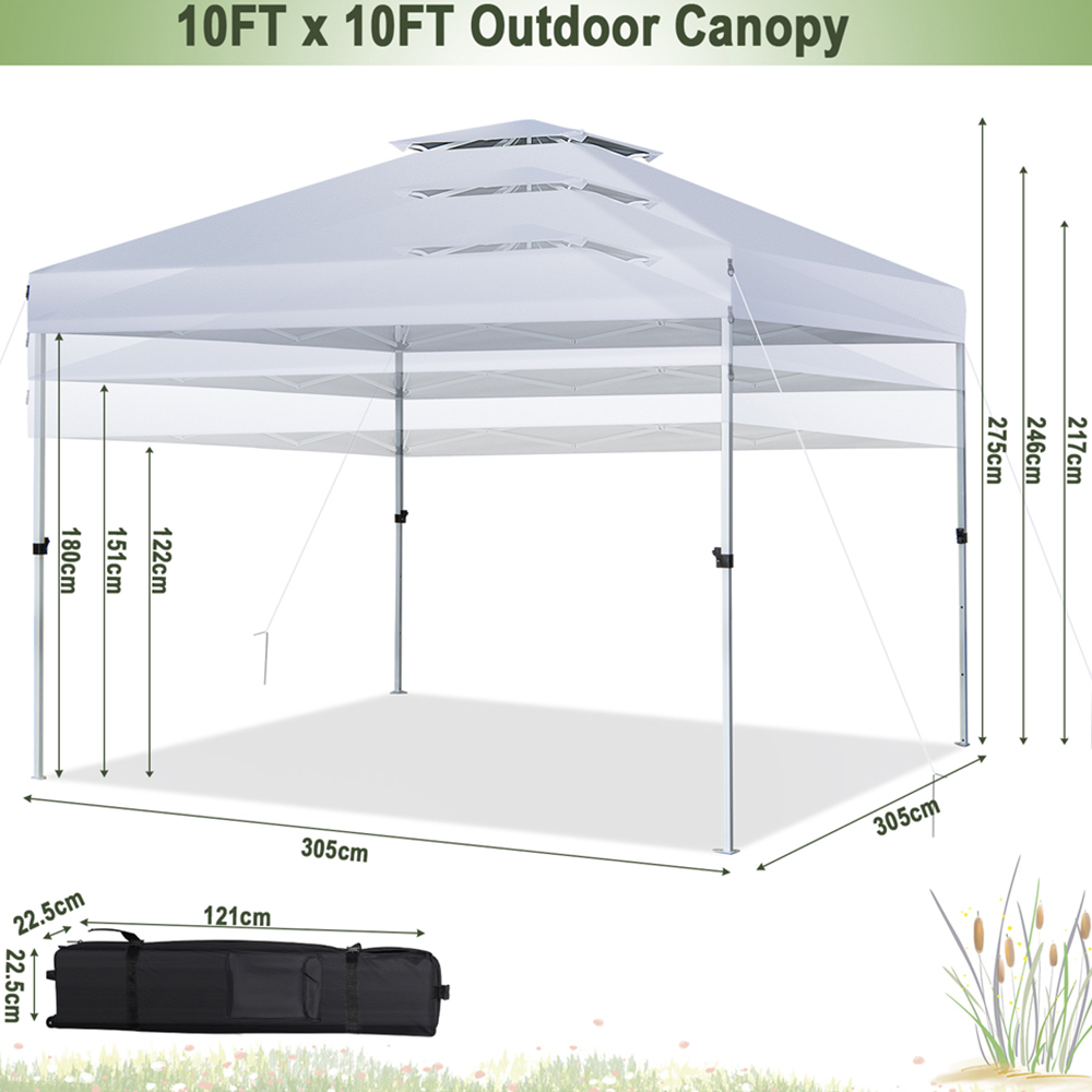 Costway 3 x 3m White Pop Up Gazebo with Double Vented Roof Image 9
