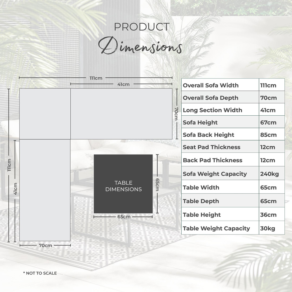 Furniturebox Piasa 6 Seater Black and Grey Outdoor Corner Sofa Set Image 9